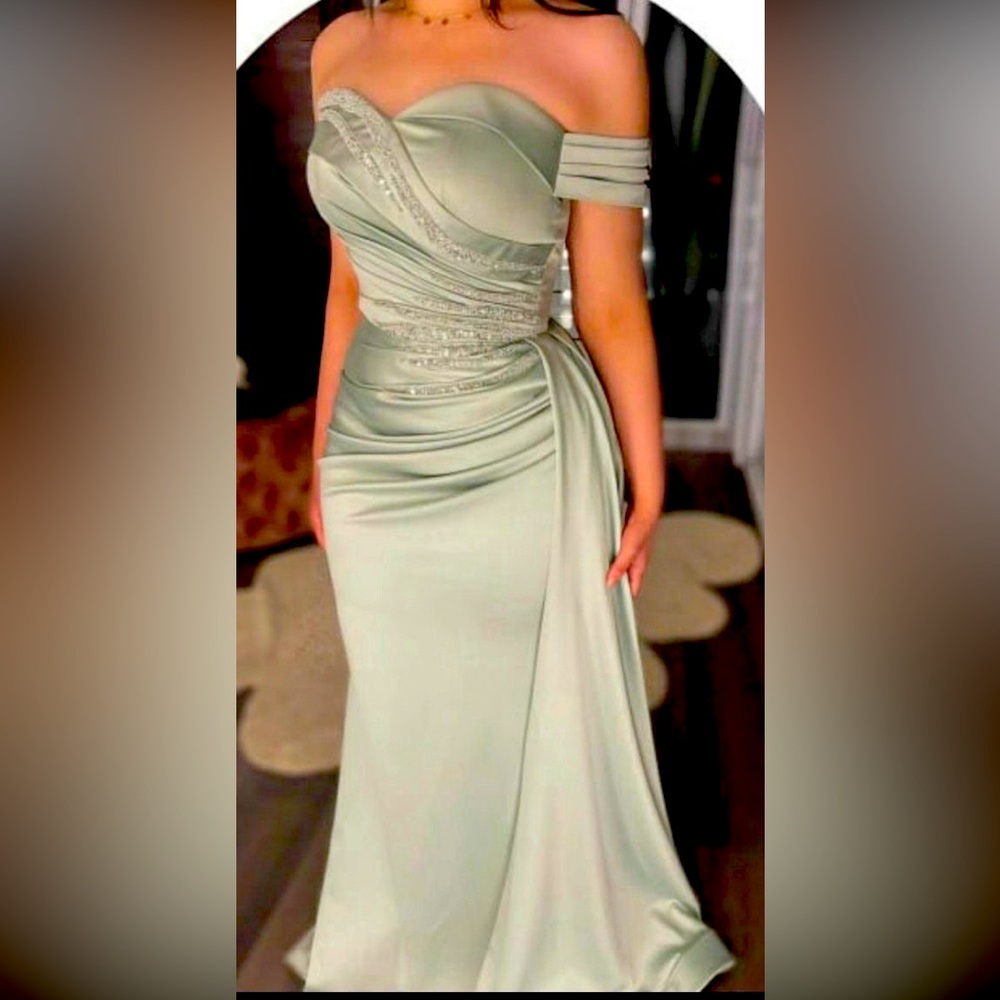 Off Shoulder Sage Green Dress!